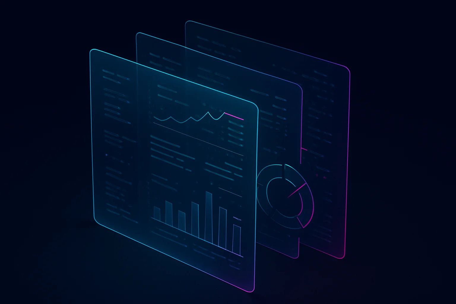 Three layered panels showing the same AI response at increasing levels of detail: the answer, the confidence and alternatives, and the full reasoning chain with sources